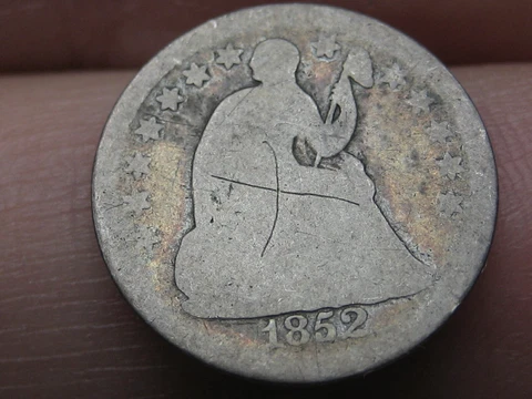 1852 P Seated Liberty Half Dime- About Good Details Cover