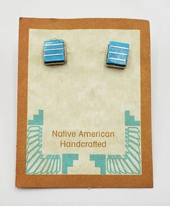 Kleine Ohrstecker Indianer Sterlingsilber Inlay Türkis Neu - Bild 1 von 8