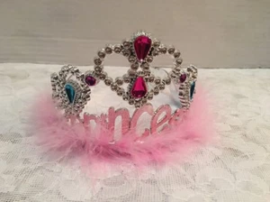 Girls Princess Fairy Tiara Silver Pink Wedding Outfit Costume Pretend Play  - Picture 1 of 2