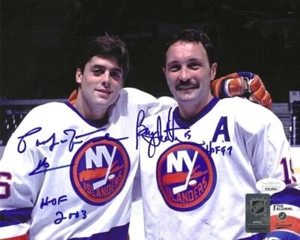 Autographed 8x10 PAT LAFONTAINE AND BRYAN TROTTIER New York Islanders Photo JSA - Picture 1 of 1