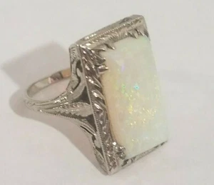VINTAGE 18KT GOLD RING OPAL STONE ANTIQUE ESTATE COLLECTIBLE FINE JEWELRY - Picture 1 of 12
