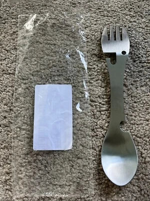 NUEVO 5-En-1 Ultraligero 1.5 OZ Acero Inoxidable Cuchillo Cuchara Tenedor Abridor de Botellas Foto 1 de 4