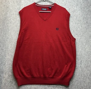 Chaps 100% Cotton size XL V-Neck Red Golf Sweater Vest Embroidered Logo - Picture 1 of 10
