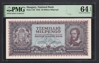 Hungary 10 Million Milpengo 1946 P129 Uncirculated Grade 64 - Image 1 of 2