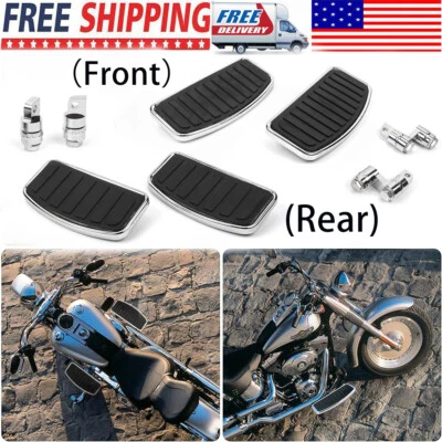 Front Rear Footboards Floorboards For Suzuki Honda Yamaha Kawasaki Motorcycle US - Image 1 of 4