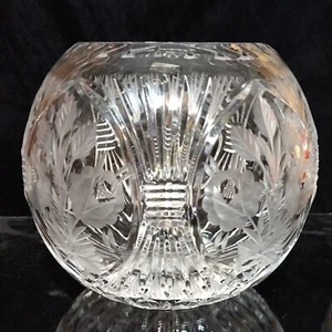 Crystal Industries Polen 8"X6", Ex Lg. Bleifarbene handgeschliffene/geätzte Kristallrosenschale - Bild 1 von 9