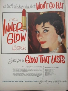 Lápiz labial de cachemir vintage 1956 impresión anuncio efímero arte de pared decoración brillo interior - Imagen 1 de 1