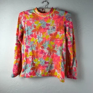 Coolibar Girls Large Colorful Floral Rash Guard Long Sleeve Swimwear Stretch - Picture 1 of 9