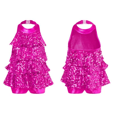 Kids Ballet Dance Dress Leotard Shiny Sequins Jazz Latin Dance Stage Performance - Image 1 of 3