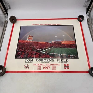 Vintage NEBRASKA FOOTBALL VINTAGE POSTER TOM OSBORNE FIELD RAINBOW 16X20" CHAMPS - Picture 1 of 14