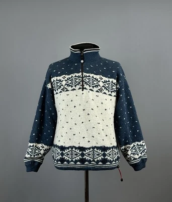 ROSSIGNOL Wool Fair Isle 1/4 Zip Knit Windstopper Insulated Ski Sweater Size M - Image 1 of 4