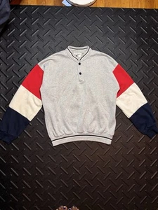Vintage MacGregor Colorblock Sweatshirt Gray Red Navy Retro 80s 90s Medium - Picture 1 of 8