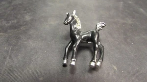 Vintage Black Foal/Horse pin, black/gold/rhinestone - Picture 1 of 4