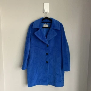 Marella Coat Faux Fur Blue Alpaca Wool Womens UK 6 Peacoat - Picture 1 of 8