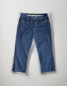 Baby Phat Capris Jeans Womans 11 Dark Wash Stretch Slim Curvy Zip Pocket Denim - Picture 1 of 9