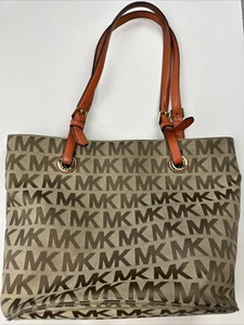 Michael Kors Handtasche Braun Gold Logo Besatz Canvas Tote Bag - Bild 1 von 11
