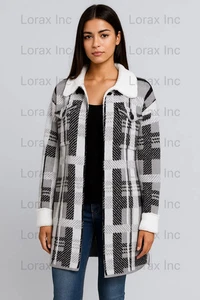 Style & Co (J23-95*) Strickjacke vorne offen kariert grau Gr. XL - Bild 1 von 5