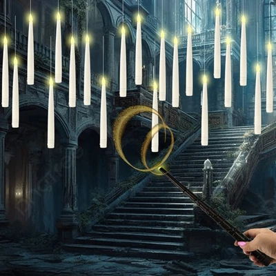 12 Stück Flackernde LED Kerze Schwimmende Kerzen mit Zauberstab Fernbedienung - Bild 1 von 4