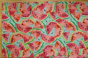 Sewing Lot Cotton Quilting Craft Fabric Summer Pastel Watermelon Fruit Pattern - Picture 1 of 2