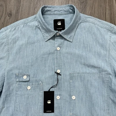 G-Star Raw Men's Large DC Utility Straight Shirt S/S Blue Mykoto Chambray NWT - Image 1 of 4
