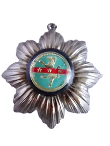 nECKLACE VINTAGE GRAND CROSS RAMPART LION 3 STARS MILITARY ORDER CREST neocurio - Picture 1 of 9