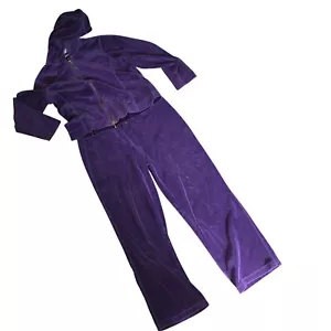 Oleg Cassini Vintage Velour Tracksuit Purple Zip Hoodie & Pants Set Loungewear - Picture 1 of 16
