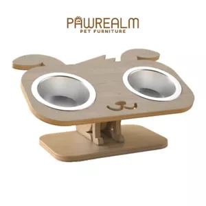 Tazón para perros elevado de madera - Tazón doble de acero inoxidable para perros medianos - Imagen 1 de 7