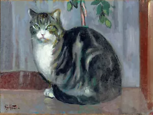 Dipinto Olio Tavoletta Gatto Soriano Giacomo Vaccaro cm 20 x 15 - Foto 1 di 2