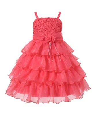 Richie House Girls' Layered Dress with Rosette and Pearl Accents SIZE 5-6 - Image 1 of 4