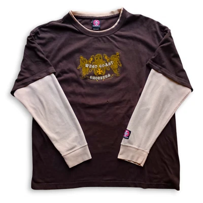 De colección Años 90 West Coast Choppers Doble Capa Manga Larga Para Hombre XL Jesse James Foto 1 de 4