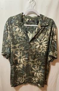 Brandini Herren reine Seide Blumenmuster Kurzarm Knopfleiste Camp Hawaiihemd - Bild 1 von 5