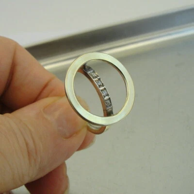 Hadar Designers 9k Yellow Gold 925 Silver Zircon Ring 7.5, 8 Handmade (MS) SALE - Image 1 of 4