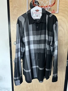 Burberry negro y gris a cuadros manga larga con botones - talla pequeña - Imagen 1 de 3