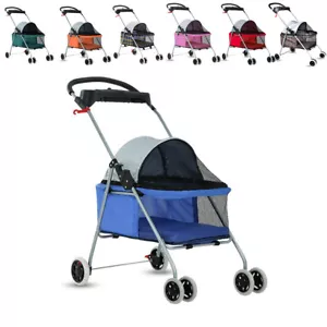 Cochecito de viaje plegable impermeable de 4 ruedas gato perro con portavasos - Imagen 1 de 17