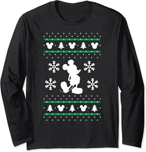 Licensed Disney Mickey Mouse Christmas Sweater Long Sleeve Shirt Adult XL Black - Picture 1 of 6