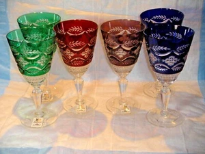 Design Guild by Ajka Crystal Cut to Clear Wine Goblets. Made in Hungary. - Picture 1 of 26