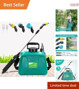 Adjustable Nozzle Battery-Powered 1.35 Gallon Garden Sprayer - Free Your Hands - Picture 1 of 9