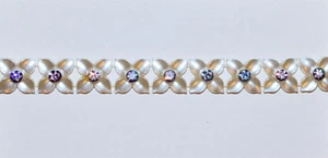 VINTAGE PLASTIC FLOWER TRIM MADE WITH SWAROVSKI VITRAIL LIGHT RHINESTONES  1 FT. - Picture 1 of 3