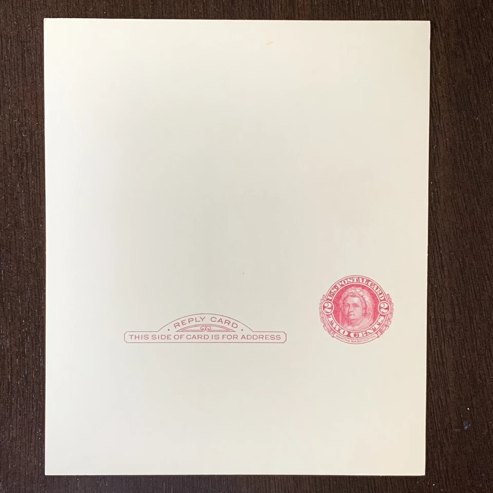 EARLY U.S. POSTAL CARD 2C GEORGE WASHINGTON WITH 2C MARTHA WASHINGTON REPLY CARD - Image 1 of 4