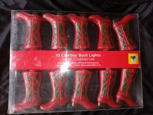 nueva bota de vaquero extremadamente rara 10 cuerdas de luces Navidad interior-exterior roja - Imagen 1 de 4