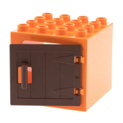 1x Lego Duplo Window 4x4x3 Orange Cube Door 1x4x3 Red Brown 87653 11345 - Image 1 of 2