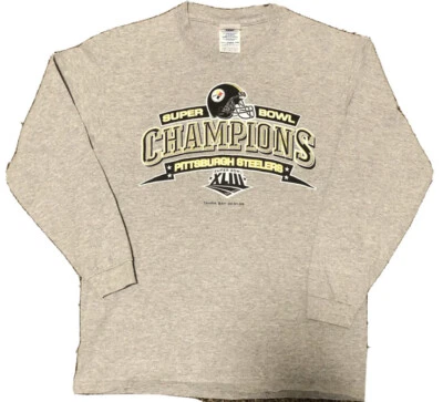 Steelers Super Bowl Champions 2009 Niños Camiseta Manga Larga Gris XL NFL AFC Foto 1 de 3