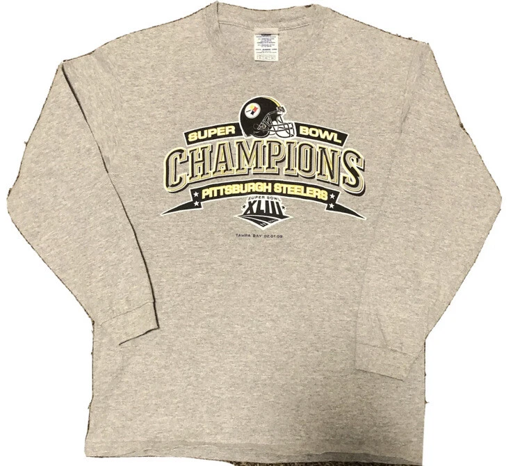 Steelers Super Bowl Champions 2009 Niños Camiseta Manga Larga Gris XL NFL AFC Foto 1 de 3