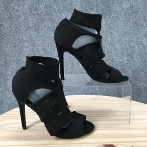 Cape Robbin Sandals Womens 5.5 M Bind Strappy Black Faux Leather Stiletto Heels - Picture 1 of 16