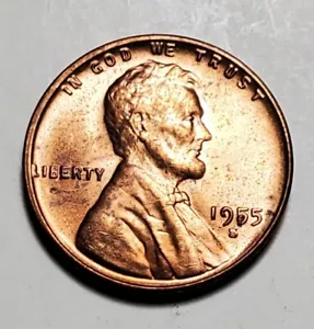 Lincoln Wheat Penny 1955 S sin llenar 5 cud error #C6029 - Imagen 1 de 3