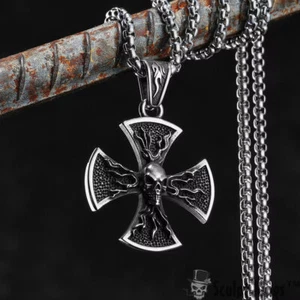 Collar Cruz Esqueleto Gótico Anillos Esculpidos™ - Colgante Acero Inoxidable - Imagen 1 de 11