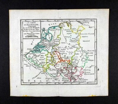 Mapa Delalain 1810 Westfalia Círculo Alemania Austria Países Bajos Holanda Bélgica Foto 1 de 4