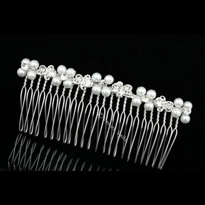 Bridal Floral Rhinestone Crystal Pearl Prom Wedding Tiara Hair Comb FC037 - Picture 1 of 3