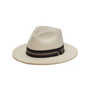 Austral Hats - White Panama Hat with Tri-Tone Stripe - Picture 1 of 10