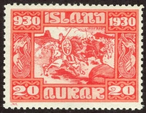 ISLANDIA 1930, SC-157, F MNH** 20aur "Dash for Thing" scv $85,00 *Sellos de la bahía* - Imagen 1 de 2